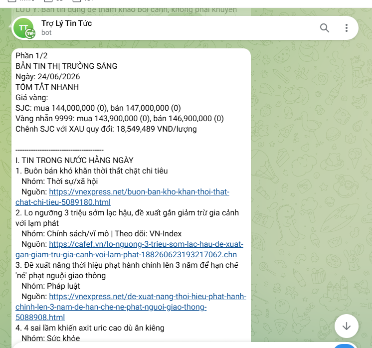Ảnh đại diện Bot báo cáo tin tức hằng ngày
